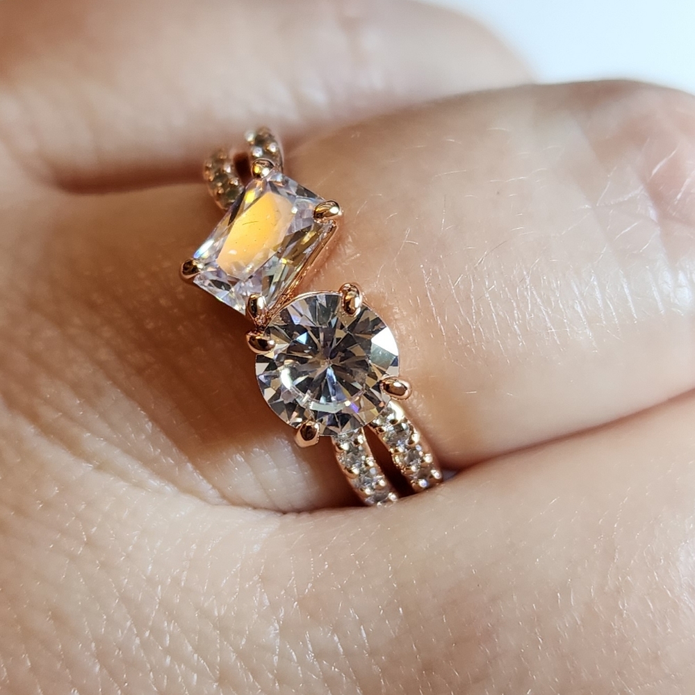 Bomb Party Diamond Cubic Zirconia Ring | Rose Gold Plating | Size 9